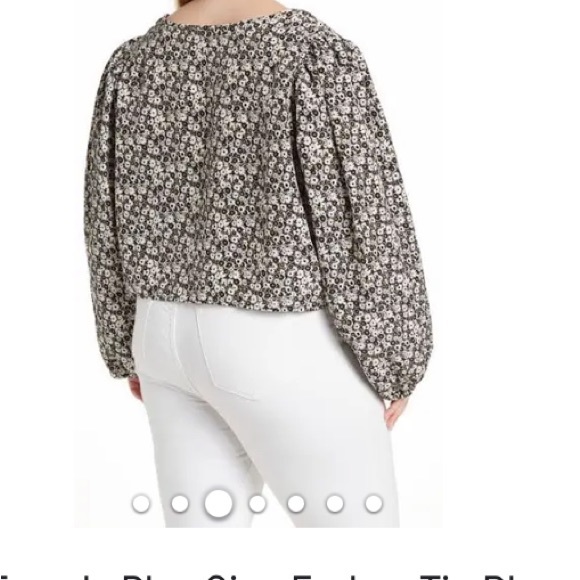 LEVIS trendy plus size embry tie blouse Larger melody floral caviar - Picture 2 of 4